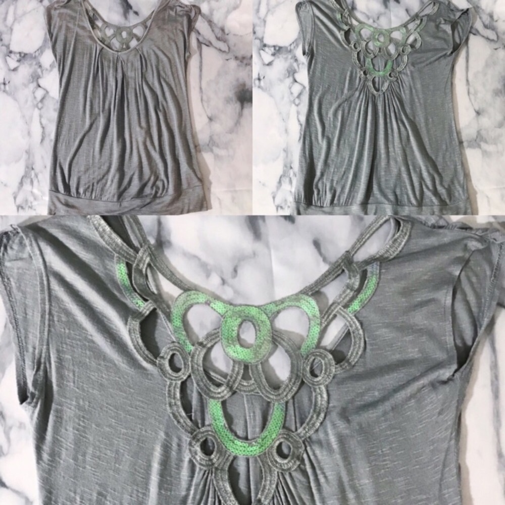 โจHPโจ THREADS Open Back Sequin Top Tunic Tee Small - Picture 2 of 9
